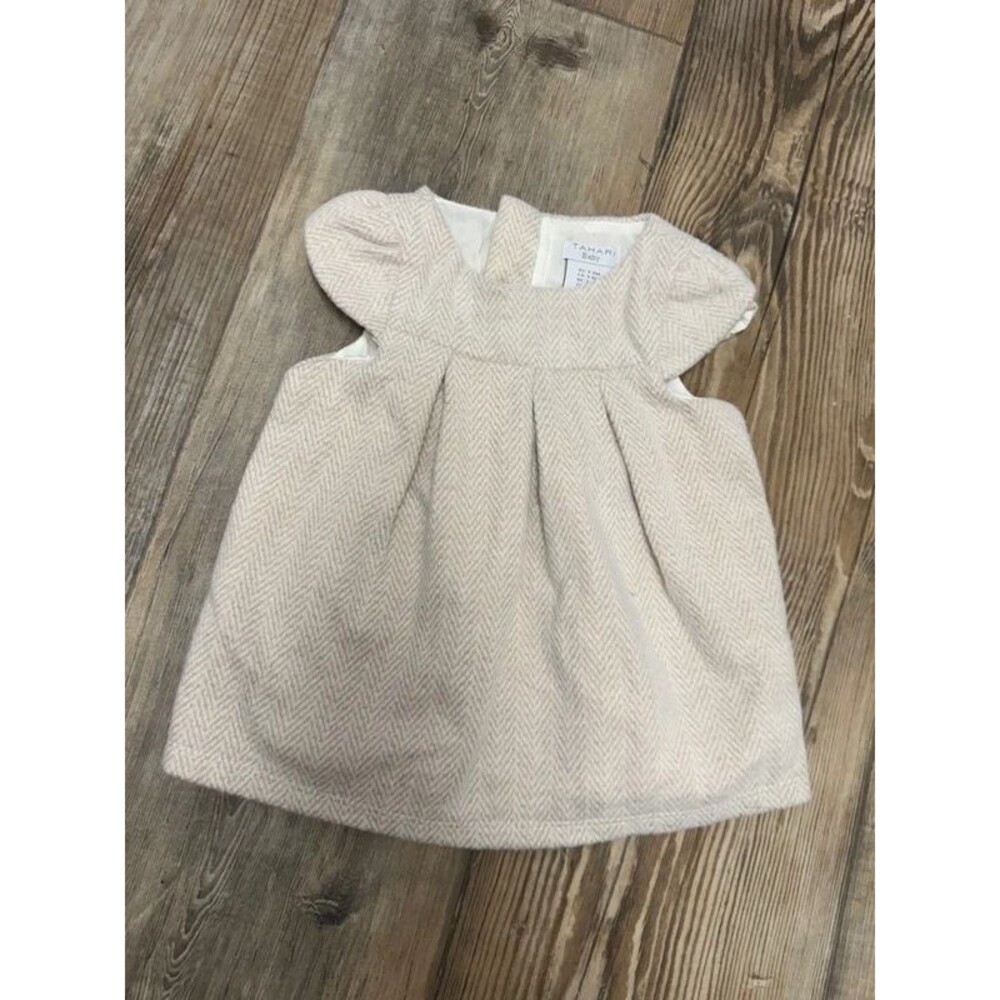 Cream and gold winter baby dress
